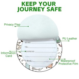 iapodiad Round Luggage Tag for Suitcases,Hand Drawn Dogs 2 Pack Leather Travel Luggage Tags with ID Label Privacy Flap and Steel Loop for Women and Men Suitcases Travel Bags Luggage Bags