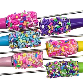 Lopenle12 Pack Colorful Candy Bead Gel Pens, Beadable Pens Bead Pens Kit Bulk Beaded Pen,Smooth Black Ink, Fun Decorative Writing Pens for Writing in School Office