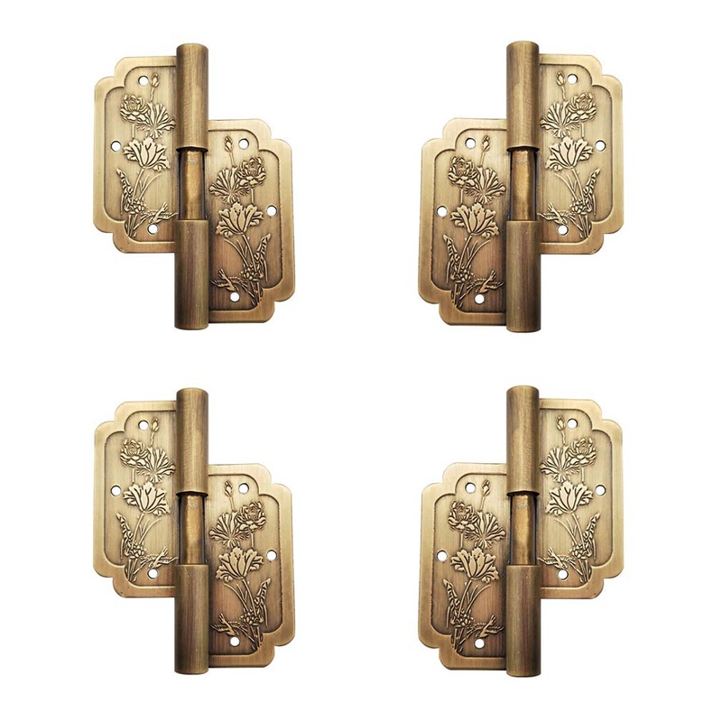 4Pcs Antique Brass Visible Hinges, 2" Furniture Cabinet Drawer Double