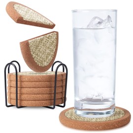 ZINCCO Coasters, Absorbent Felt & Cork, 6 Pack, Round, Olive