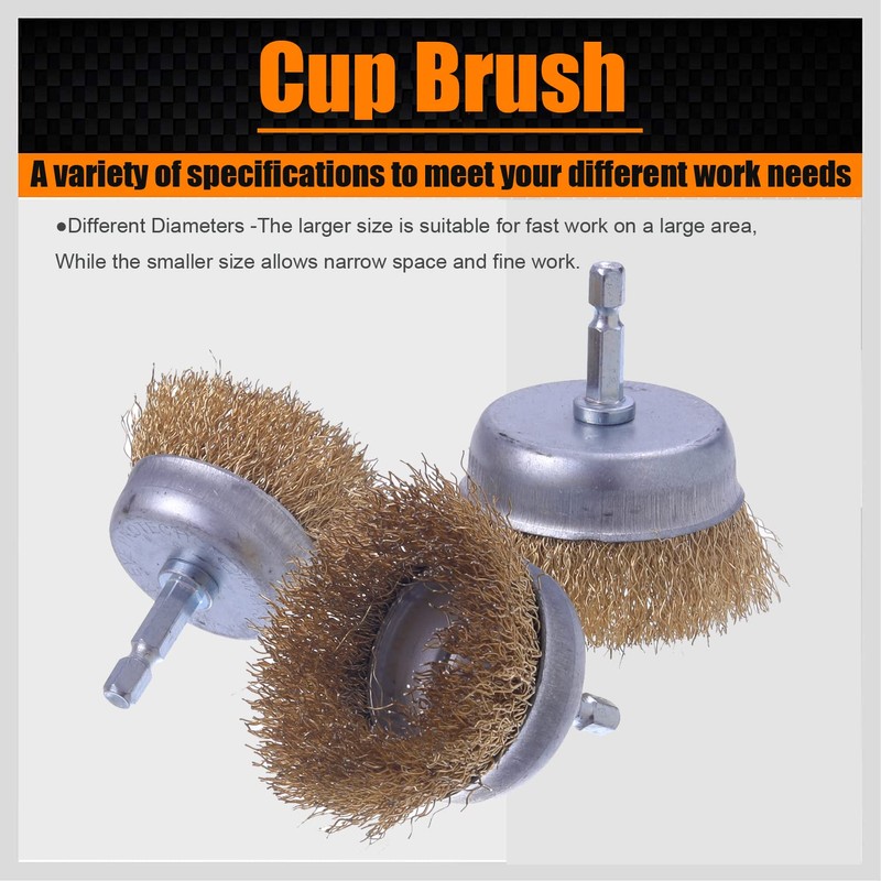 WENORA Wire Brush for Drill, 9 Pcs Brass Wire Wheel