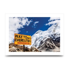 Lithobee - Mount Everest Signpost Himalayas - Printed Wall Art Design in Sizes A2, A3 & A4 Framed in a Stylish Quality Coloured Frame or Unframed (A4 Unframed)