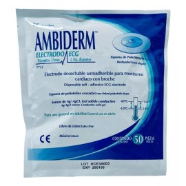 Ambiderm Electrodo Redondo Monitoreo Cardiaco Ecg T715 50pz