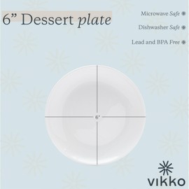 Vikko Dinner Plate, Set of 4 White Plates, Ceramic Dinner Plates Set, Stackable 9 Inch Dinner Plates for Every Day and Special Occasion, Restaurant Style, Dishwasher Safe, Microwave Safe