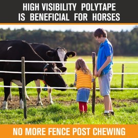 Wowangce 1 Roll 2 Inch x 1000 ft Electric Fence Tape for Livestock Polytape Fencing Horse Fence with High Visibility