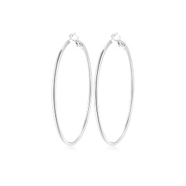 JEMARA Silver Hoop Earrings for Women Hypoallergenic Stainless Steel Large Thin Silver Hoop Earrings Lightweight Big Hoops Aretes de Acero Inoxidable para Mujer