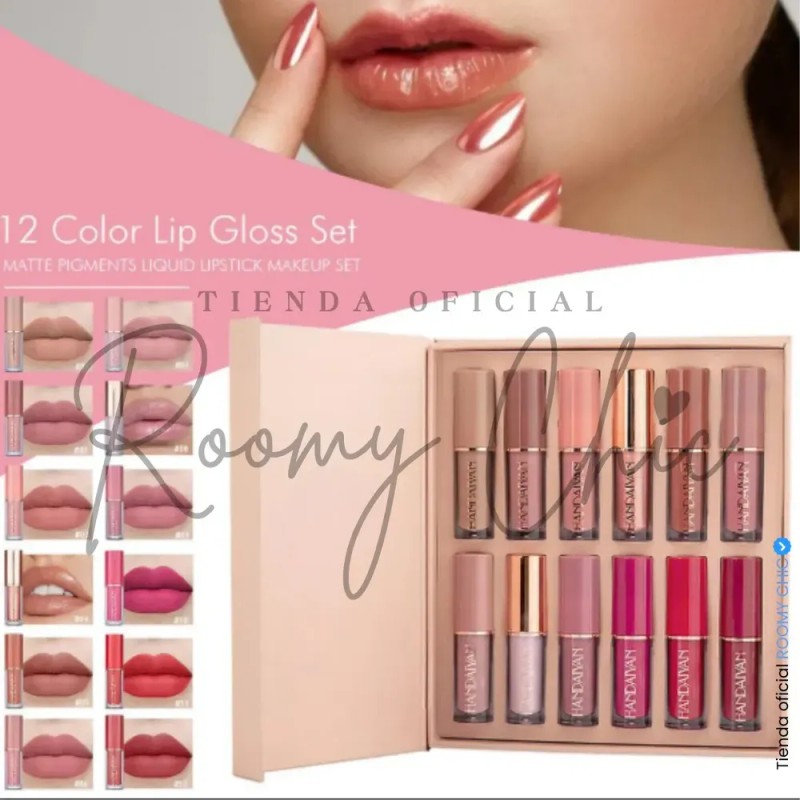 Set De Labiales Líquidos Mate con 12 tonos de Larga