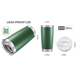 Unbranded 4PK -20oz Tumbler Double Wall Vacuum Insulated Travel Mug, Stainless Steel Green