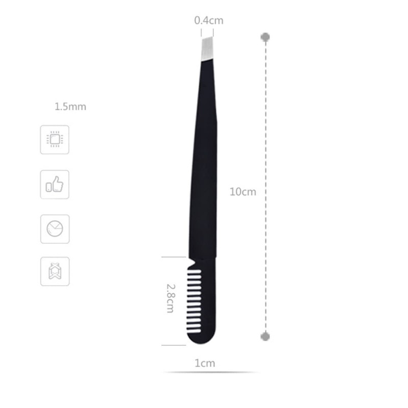 Ipetboom Eyebrow Tweezer Comb Stainless Steel Hair Removal Tool for