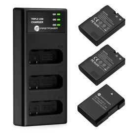 FirstPower EN-EL14/EN-EL14a Battery 3Pcs with Triple Slot Charger for Nikon