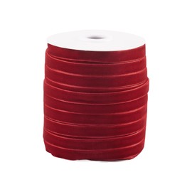 Beadthoven Velvet Ribbon, 50Yards x 3/8 inch Christmas Ribbon for Gift Package Wrapping Wreath Decoration Velvet Ribbon with Spool Single Face DIY Crafts Sewing Choker Hair Bow - Red