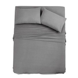 Home Beyond & HB design - Thermal Solid Bed Sheets Set Queen Size - 4-Piece Flannel Fleece Bedding Sheet Set with Deep Pocket - Super Soft Cozy Breathable, Dark Grey