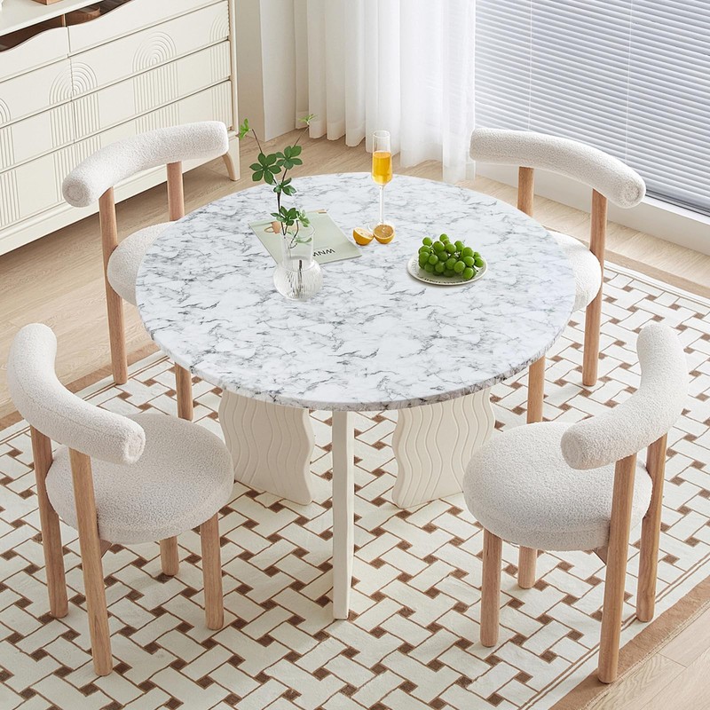 MIPIACE Round Tablecloth Fitted Tablecloth Waterproof Round Table Cloth Wipeable