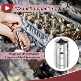 HEROFFIX 1pcs Impact Socket Durable Hardware Tool 38mm Silver Tone Chrome Vanadium Steel 6 Point 16mm for Car Motorcycle Dirtbike Repair Shallow 1/2 Inch Drive