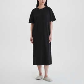 JAJU Smart Cotton Short-Sleeve Lounge Dress_Black