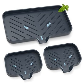 Kitchen Soap Tray,Kitchen Sink Tray Sponge Tray Kitchen Sponge Holder Self Draining Premium Silicone Soap Holder for Bathroom Kitchen Counter Sink Caddy Organizer for Dish Soap Bottle,Soap Dispenser