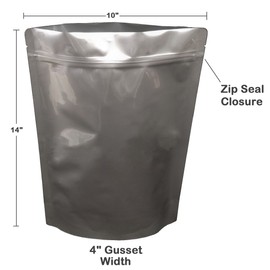 Pleasant Grove Farm 7 MIL Zip Lock Gusseted Heat Seal Mylar Bags Multiple Sizes WITH Oxygen Absorbers (50, 1 GALLON 10 x 14 300cc Absorbers)