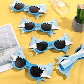 Copkim 48 Pairs Shark Sunglasses Bulk Shark Photo Booth Props Summer Ocean Sea Animal Theme Shark Party Favors Funny Novelty Shark Eyeglasses for Shark Birthday Party Decorations