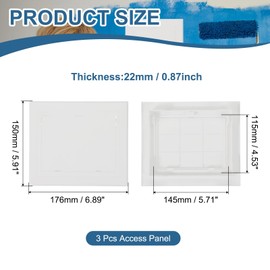 PATIKIL 6x5 Inch Removable Hinged Access Panel, 3Pcs ABS Plumbing Access Doors Easy Wall Hole Cover for Drywall Plumbing Electrical Cables Wiring, White (145x115mm)