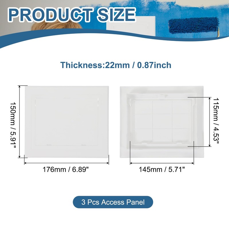 PATIKIL 6x5 Inch Removable Hinged Access Panel, 3Pcs ABS Plumbing