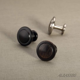 Alzassbg 25 Pack Oil Rubbed Bronze Cabinet Knobs, 1-1/4 Inch Diameter Kitchen Cabinet Hardware Round Knobs for Cabinets and Drawers AL6012ORB