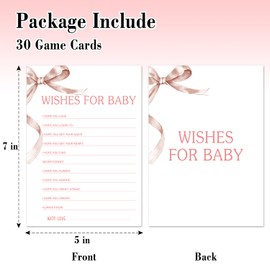 TRKAE Wishes for Baby - Baby Shower Game Set, 30 Pink Bow Baby Shower Game Cards, Game Cards for Baby Announcement Gender Reveal, Baby Shower Party & Activities Supplies -P18