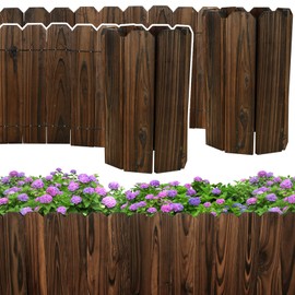 Mulctun Wood Garden Edging - 11.8" H X 47" L Sturdy Wooden Landscape Edging, Natural Flower Bed Edging Borders, Decorative Wooden Garden Fence for Yard Flower Bed Lawns Pathway Tree (2 Packs)