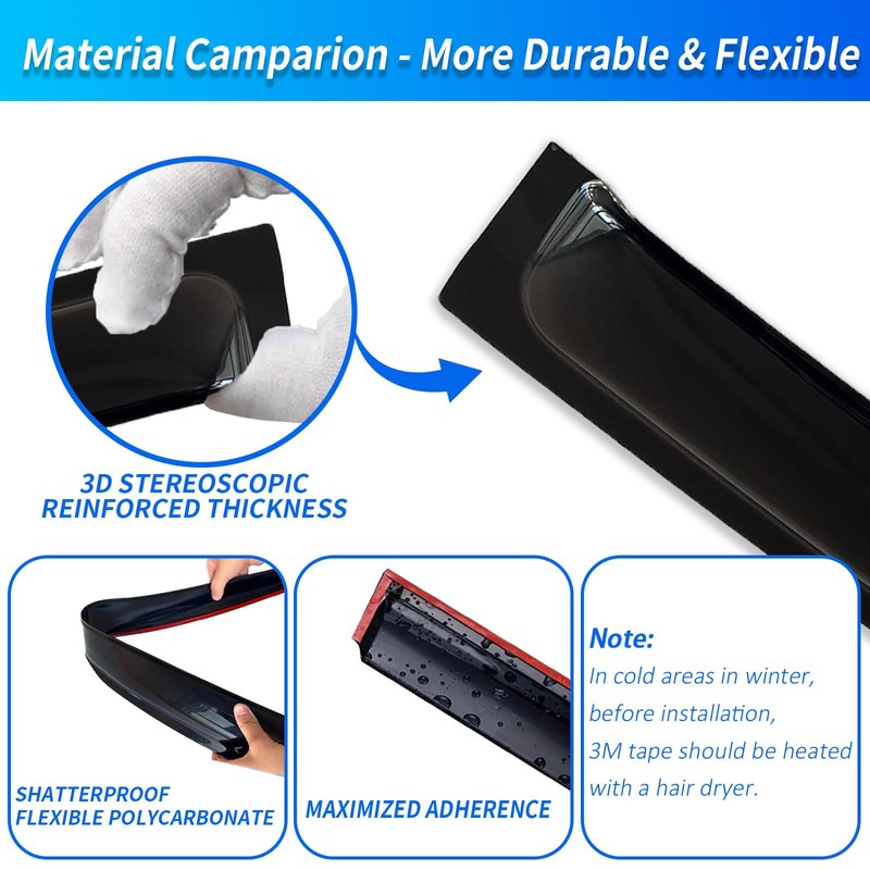 Fullux Window Rain Guards Compatible 1993-2011 Ford Ranger All Models