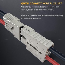 Lyn666 2-4 Gauge Battery Quick Connector 175A 12-36V Battery Quick Disconnect Battery Quick Wire Harness Plug Kit for Car Bike ATV Winches Lifts Motors More (2pcs,Grey)