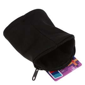 Wristband Wallet, Sports Thick Waterproof Sweatband with Zipper Pocket for Running Walking and Cycling to Hold Cash Card Keys and ID's, Wrist Band Pouch (Black)