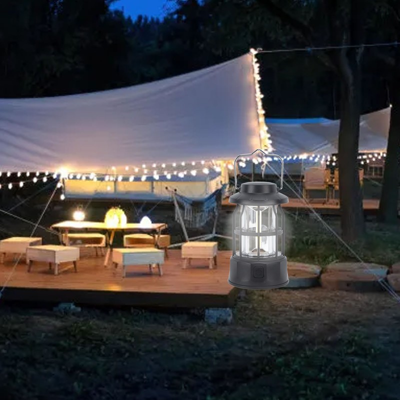 Rechargeable LED Camping Lantern Retro Portable Camping Lantern Survival Light