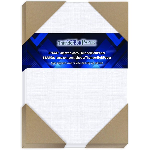 300 Bright White Linen 80# Cover Paper Sheets - 5"