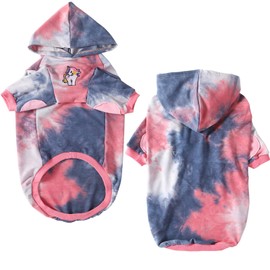 Dog Cotton Tie dye Hoodie Pink Grey Pullover Sweatshirts Soft and Stretch Pets Clothes Hooded for Medium Large Dogs(Pink Grey L)