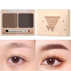 Gevlonecirly Eyebrow Powder, 0.1 oz (2.5 g), Eyebrow Powder, Eyebrows, Natural, Waterproof, Fluffy, 3D Gradation Eyebrows, Nose Shadow, Highlight, Cosmetic Brush Included, 2 Colors, 1 Piece (02 Jet