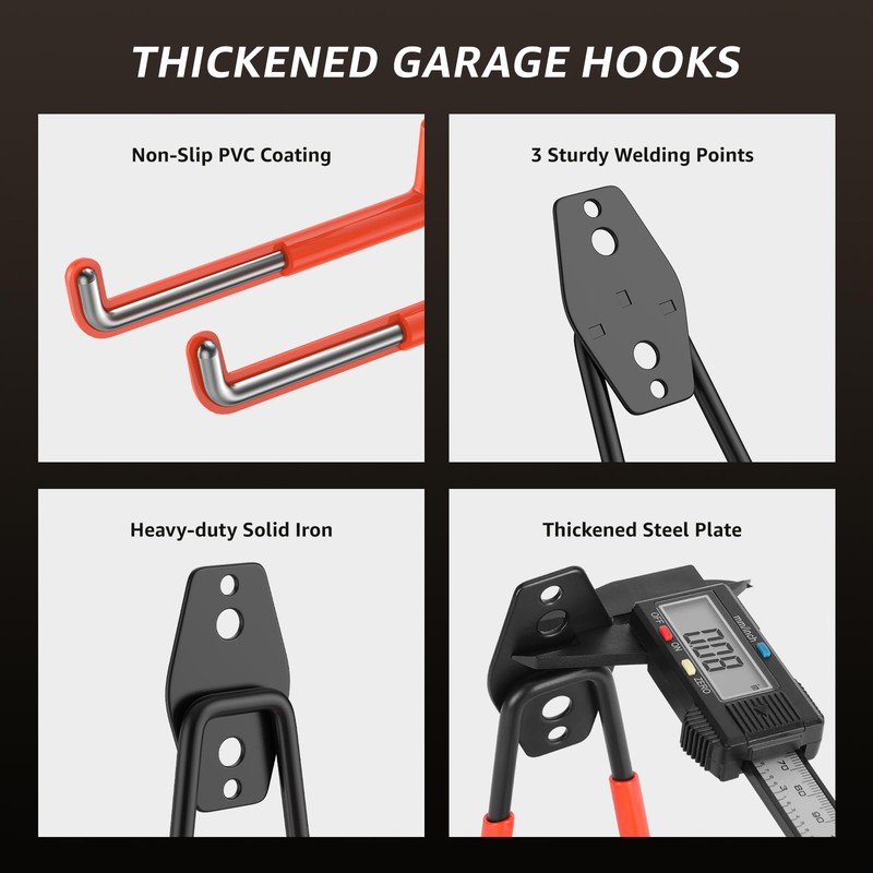 YouthZeal 8 Pack 5.2x5.1 Inch U Garage Hooks,Utility Steel Heavy