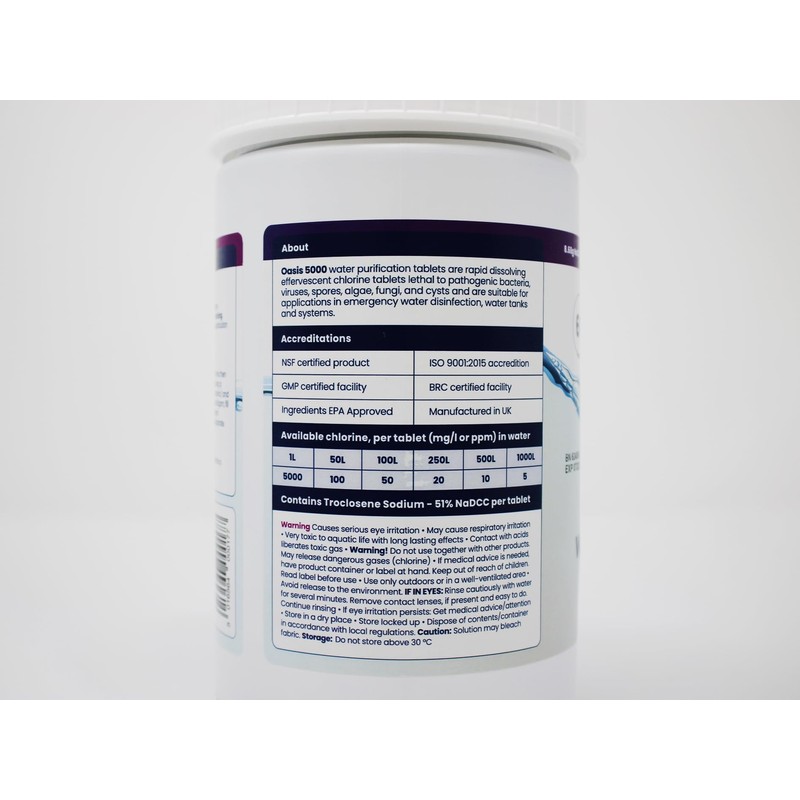 Oasis 5000 Water Purification Tablets Pack of 1