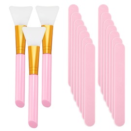 15 Pieces Reusable Stir Sticks Sets Include 12 Pieces Resin Stirring Makeup Sticks and 3 Pieces Silicone Epoxy Brushes for Mixing Resin Epoxy Liquid Facial Cover Paint Making DIY(Pink)