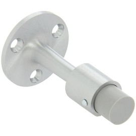 Rockwood 474.26D Brass Door Stop, #12 x 1-1/4" FH WS Fastener with Plastic Anchor, 2-1/4" Base Diameter x 3-3/4" Height, Satin Chrome Plated Finish