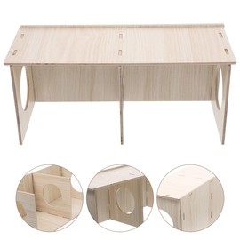 Mikikit Wooden Hamster House, 3 Chambers, Hamster Hideout, Habitat, Guinea Pigs, Nest House for Mice, Small Animals