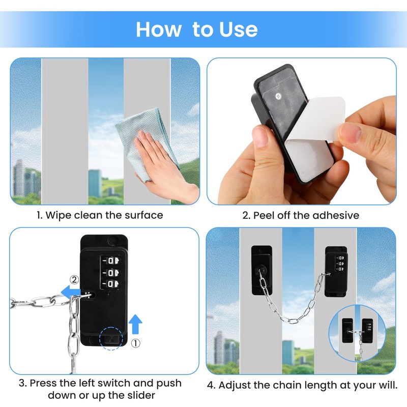 2 Pack Adjustable Password Fridge Locks, NewBinn Refrigerator Coded Cable