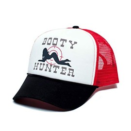 Booty Hunter Unisex-Adult Curved Bill One-Size Truckers Hat Red/White/Black