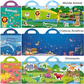 Pegatina 3D Puffy Libro Reutilizables Pegatinas,3Pack Pegatinas Para Niños,juguetes de viaje para niños Para Niños de 2 a 4 Años Calcomanía con Relieve,Adhesivas Portátiles para Educación