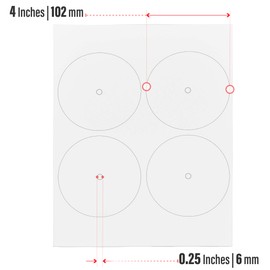 TunePhonik Vinyl Record Center Label With Hole for 12 Inch LPs - White Replacement for Worn and Damaged Centers - 12Lx9Hx1W-Inch - 10 Sheets, 4 Sticky Labels Each