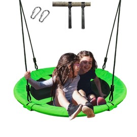 40" Saucer Tree Swing for Kids Outdoor - Heavy-Duty Steel Frame, 900D Oxford Fabric & Reinforced Rope Holds 500lbs（Green）