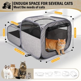 Tailtastic Large Outdoor Cat Playpen, Foldable 2-in-1 Zone Waterproof Cat Enclosure Puppy Pen for Outdoor Use, Portable Pet Playpen with Soft Sides, Great for Gardens, Camping, Backyard