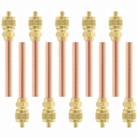 BesNPT Brass and Copper 1/4" SAE x 1/4" OD x 1.6" Stem Service Access Valve HVAC AC Schrader System Refrigeration (Pack of 10)