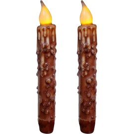 CVHOMEDECO. Real Wax Hand Dipped Battery Operated LED Timer Taper Candles Countr