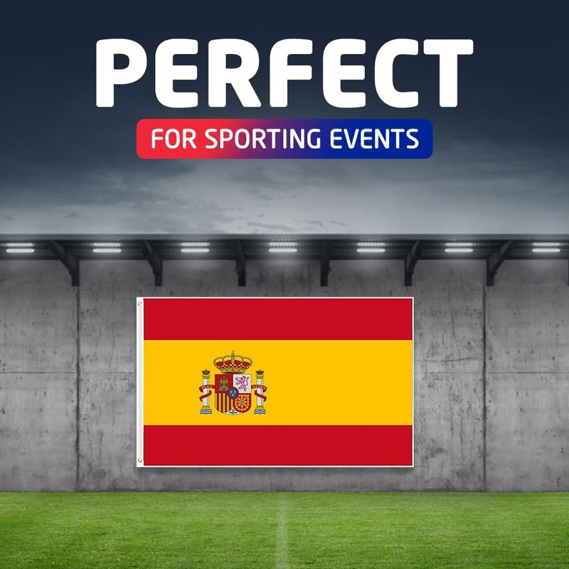 5x3ft Double Sided Spain National Flag Banner with Two Brass