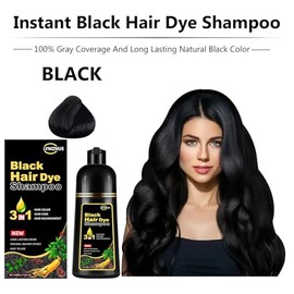 lymznus Champú Tinte Herbal Negro 3 En 1 Para Canas, Champú De Color Instantáneo Para Mujeres Y Hombres, Champú Negro Para Una Cobertura Total De Cana