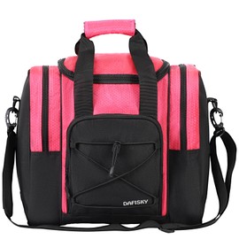 DAFISKY Bowling Ball Bag for Single Ball - Bowling Bag Tote for 1 Ball and Shoes with Padded Holder, 2 Pockets Fits Men & Women bowling Shoes Up To Mens Size 14, PINK